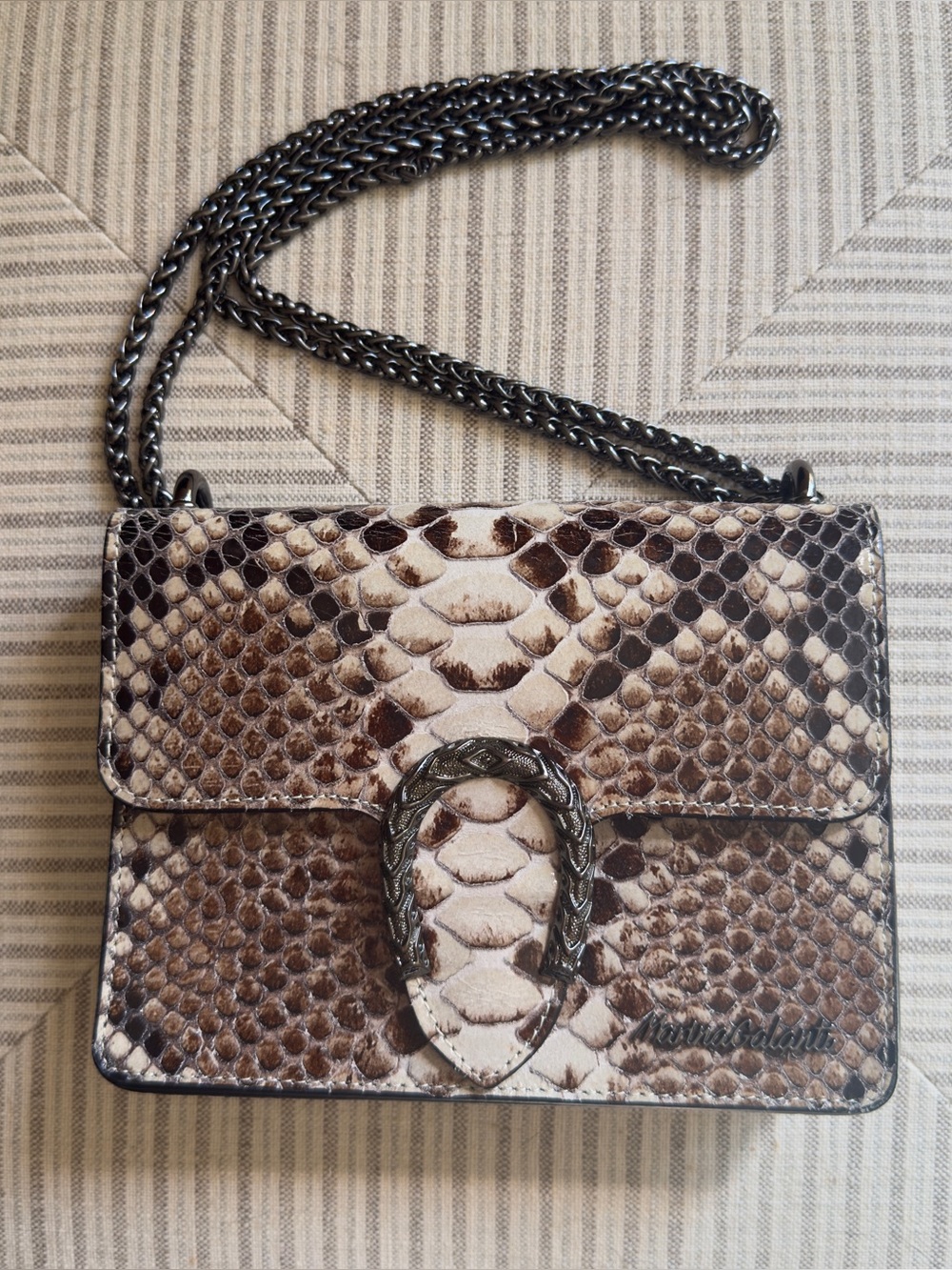 Marina Galanti Vera Pelle Snakeskin Leather Crossbody Bag Italy Horseshoe